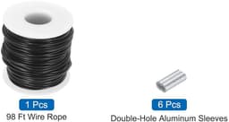 Allecta - Staalkabel van roestvrij staal 304 1/16 inch met vinylcoating - voor wasrek - 30 m - zwart — thumbnail 5