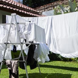 Allecta - Draagbare waslijn voor binnenkleding drogen - 2 stuks - 4 meter nylon touw - winddicht - reizen, kamperen, wasgoed - wit. — thumbnail 4