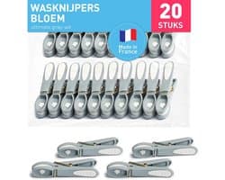 Wasknijpers zonder afdruk met bloemmotief - 20x grijze knijpers met soft grip