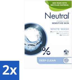 2 x Neutral - Waspoeder - Witte was - Parfumvrij - Gevoelige huid - 18 wasbeurten - Waspoeder - Wit Was - Parfumvrij - Hypoallergeen - Gevoelige Huid — thumbnail 1