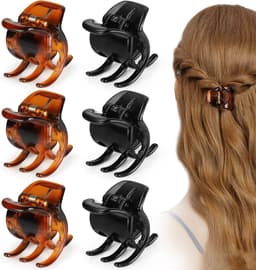 6x Middelgrote Haarclips Set - Stevige Klauwclips voor Dik en Normaal Haar - Zwart & Bruin — thumbnail 1