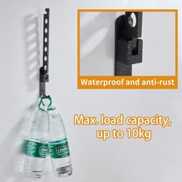 Wandgemonteerd Kledingrek - Droogrek - Droogrek Inklapbaar - Aluminium - Zwart — thumbnail 2