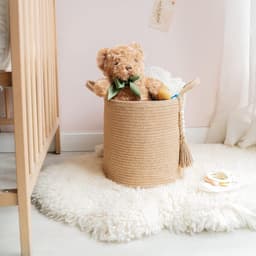 Geweven opbergmand - natuurlijk touw - houten kraaldecoratie - dekens speelgoed - woondecoratie - Mkono — thumbnail 4