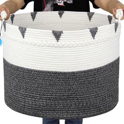 Casaphoria XXXXLarge katoenen touw deken mand 22"x 22" x 16" - geweven wasmand - wasmanden - opbergmand - handdoek luier wasmand - zwart - 22in22in16in - MB2021045 — thumbnail 1