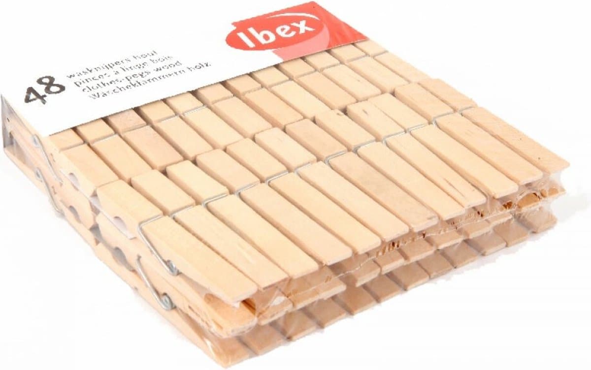 Ibex Wasknijpers - Hout - 48 stuks — afbeelding 1