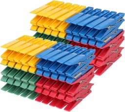 Wasknijpers set - 100 stuks - gekleurd - kunststof - 7 cm - was ophangen - Wasgoedknijpers — thumbnail 1