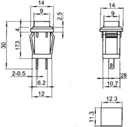 Schakelaar vierkant 10mm Momentary 250V/1A D-429B self-reset — thumbnail 2