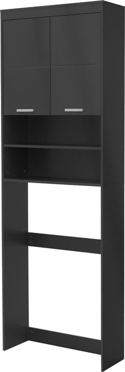ECD Germany Wasmachinekast met 2 deuren en 2 open vakken, 187,5 x 63 cm, donkergrijs, badkamerkast voor wasmachine/droger, hoge kast badkamerplank wasmachine opbouw — thumbnail 1