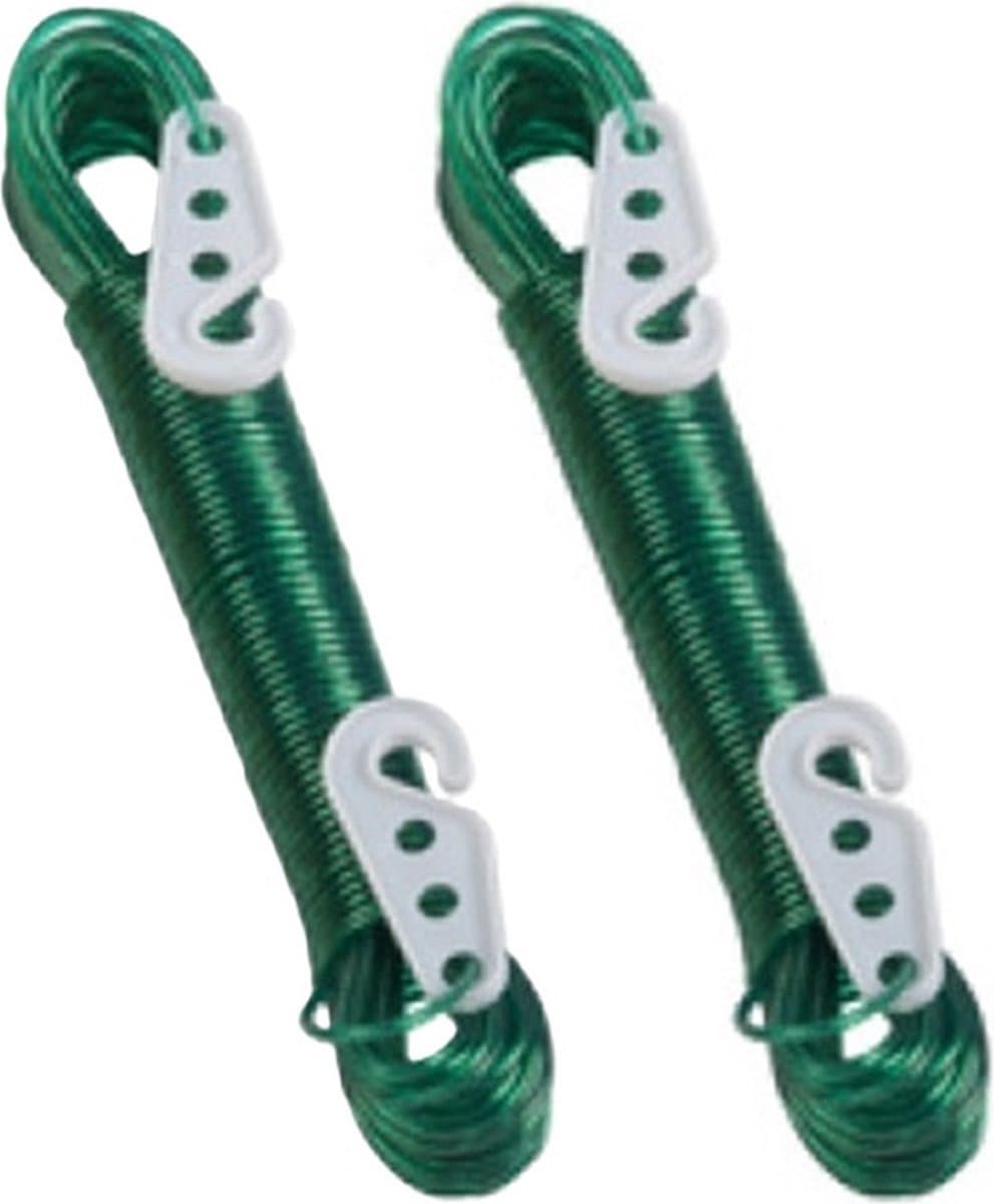 Lifetime Clean Waslijn - 2x - 20 meter - PVC - groen - drooglijn / waslijndraad - wasgoed ophangen - met 2 haakjes — afbeelding 1