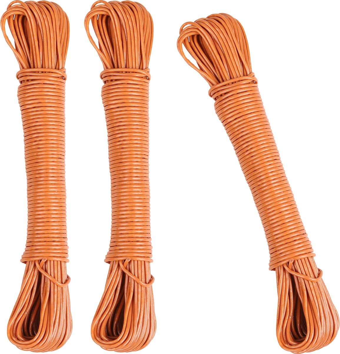 Urban Living Waslijn - 3x - 20 meter - PVC - terra - drooglijn / waslijndraad - wasgoed ophangen — afbeelding 1