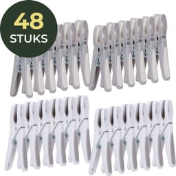 Gandria Wasknijpers 48 Stuks - Kunststof Wasknijpers - Set van 48 Plastic Knijpers - Wasrek Knijpers 10 Kg - Grijs/Wit en Wit/Grijs — thumbnail 1