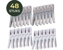 Gandria Wasknijpers 48 Stuks - Kunststof Wasknijpers - Set van 48 Plastic Knijpers - Wasrek Knijpers 10 Kg - Grijs/Wit en Wit/Grijs — afbeelding 1