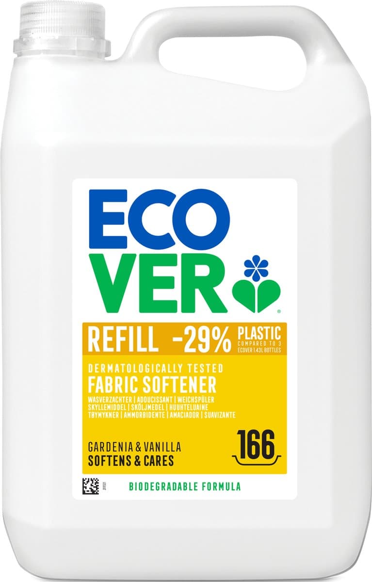 Ecover Wasverzachter - Grootverpakking 5 L - 166 wasbeurten - Plantaardig & Biologisch afbreekbaar - Gardenia & Vanille geur — afbeelding 1