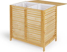 Lifa Bathing Dubbele bamboe wasmand - 2 vakken - Polyester&Bamboe - draagvermogen 10kg - 60x40x58cm — thumbnail 5
