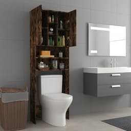 Wasmachine ombouw - Kast - Opbouwmeubel - Verhoger - Wasmachine meubel - Opbergkast - Hout - 64x25,5x190 cm - Gerookt Eiken — thumbnail 3