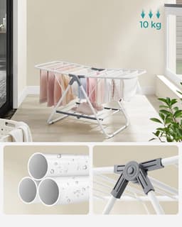 Opvouwbare Wasdroger Staande Droger - Ruimtebesparend Metaal - Kleine Kleding Handdoeken - Badkamer Balkon - 44 x 101 x 54 cm - Witte Wolk — thumbnail 4