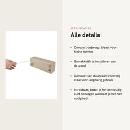 Dailygoods- Waslijn Uittrekbaar 4,2 m - Wanddroger - Roestvrij Staal - Compact - 30 kg Draagkracht - Inclusief Bevestigingsmateriaal - Droogrek — thumbnail 5