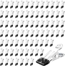 Roestvrijstalen Haringen - Metalen Wasknijpers - Kleding Drogen - Antislip PVC Mond - 80 Stuks - Zilver — thumbnail 1