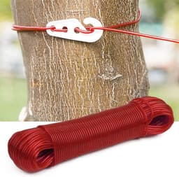 Waslijn PVC - Droogtouw Staalkern - Buiten Drogen - Weerbestendig UV-bestendig - 50 meter - Rood — thumbnail 5