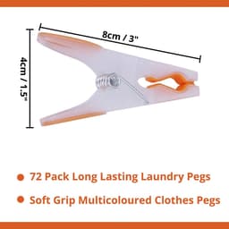 Dailygoods- Kledingpinnen 72 Stuks - Sterke Grip - Extra Groot - Antislip - Voor Binnen/Buiten - Afmetingen 8 x 4 cm - Wasknijpers — thumbnail 2