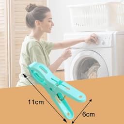 Wasknijpers - Handdoek klemmen - Kleding drogen - Winddicht ontwerp - 11 cm lang - Groen blauw — thumbnail 2