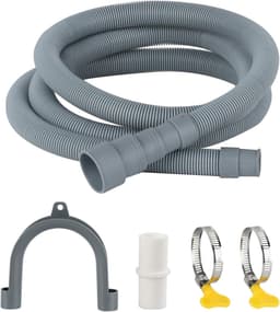 Universele afvoerslangverlenging – 3 m x 30 mm – Geschikt voor wasmachines en vaatwassers – Inclusief slangkoppeling & montageset – Grijs — thumbnail 1