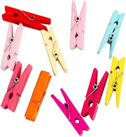 Houten Knijpers - Mini Clips - Ambachtelijke Decoratie - Stevig Ontwerp - 100 Stuks - Gekleurd — thumbnail 4