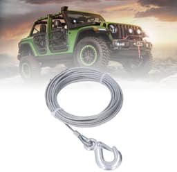 Dailygoods- Lierdraadkabel Gegalvaniseerd - Roestvrij Staal - 4 Mm X 12 M - 2000LBS Sterkte - Lierkabel Vervanging - Zelfsluitende Haak - Trekkabel — thumbnail 4