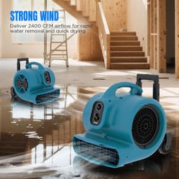 Krachtige Ventilator - Luchtbeweger Tapijtdroger - Snel Drogen - 3 Droogposities - 2400 CFM - Blauw — thumbnail 2
