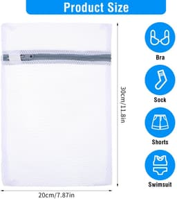 Dailygoods - Waszak - Netwaszakken - Ideaal voor delicate was - 30x20 cm en 40x30 cm - Polyester - Geschikt voor ondergoed en babykleding - 4 stuks — thumbnail 4