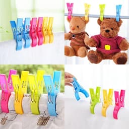 16 Stuks Grote Multicolor Kledingknijpers, Winddichte Klemmen voor Handdoeken, Dekens en Wasgoed — thumbnail 5
