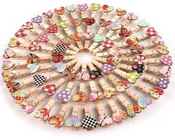 100 Mini Kledingknijpers voor Creatieve Klussen met Hartjes - Perfect voor Hobby, Decoratie en DIY Projecten