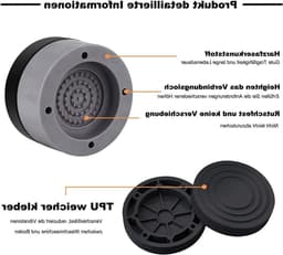 Anti Trillingsmat Wasmachine - en Wasdroger - Geluidsdempende Antislip Mat - Rubber Mat Trillingsdempers - Trillingsdempers wasmachine – Extra dik - Voetjes wasmachine & droger - Wasmachine demper – Anti trillings - vibratie - dempers pads – Antislip — thumbnail 3