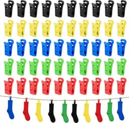 Sokkenklemmen Set - Wasclips Organizer - Sokken Wassen - Met Ophanghaken - 50 Stuks - Meerkleurig — thumbnail 1