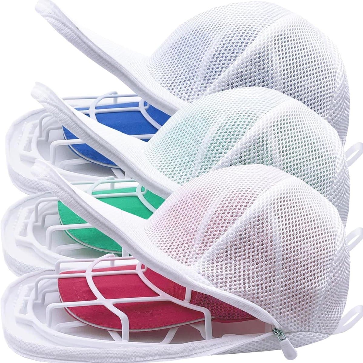 Hoeden Wasmachine - Hoedkooi Waszak - Petten Reinigen - Verbeterd Ontwerp - 3 Stuks - Wit — afbeelding 1