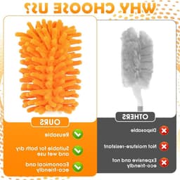 Set van 10 Wasbare Duster Moppen met 360° Beweging, Herbruikbare Stofmop met Uittrekbare Steel en Waszak voor Efficiënt Stof Vegen — thumbnail 5