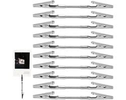Dubbele Alligator Clip - Foto Houder - DIY Knutselen - Metalen Draad Clips - 13 cm - Zilver
