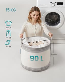SONGMICS - Wasmand - Wassorteerder - Katoen - Met Handgrepen - Voor Slaapkamer en Wasruimte - 90L — thumbnail 2
