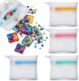 Pak van 4 mini zakken voor wasmachine, 12 x 12 cm, kleine opbergzakken, in mesh, met structuur in bijenbed, wasnet, waszak, waszak voor delicate wasgoed — thumbnail 1