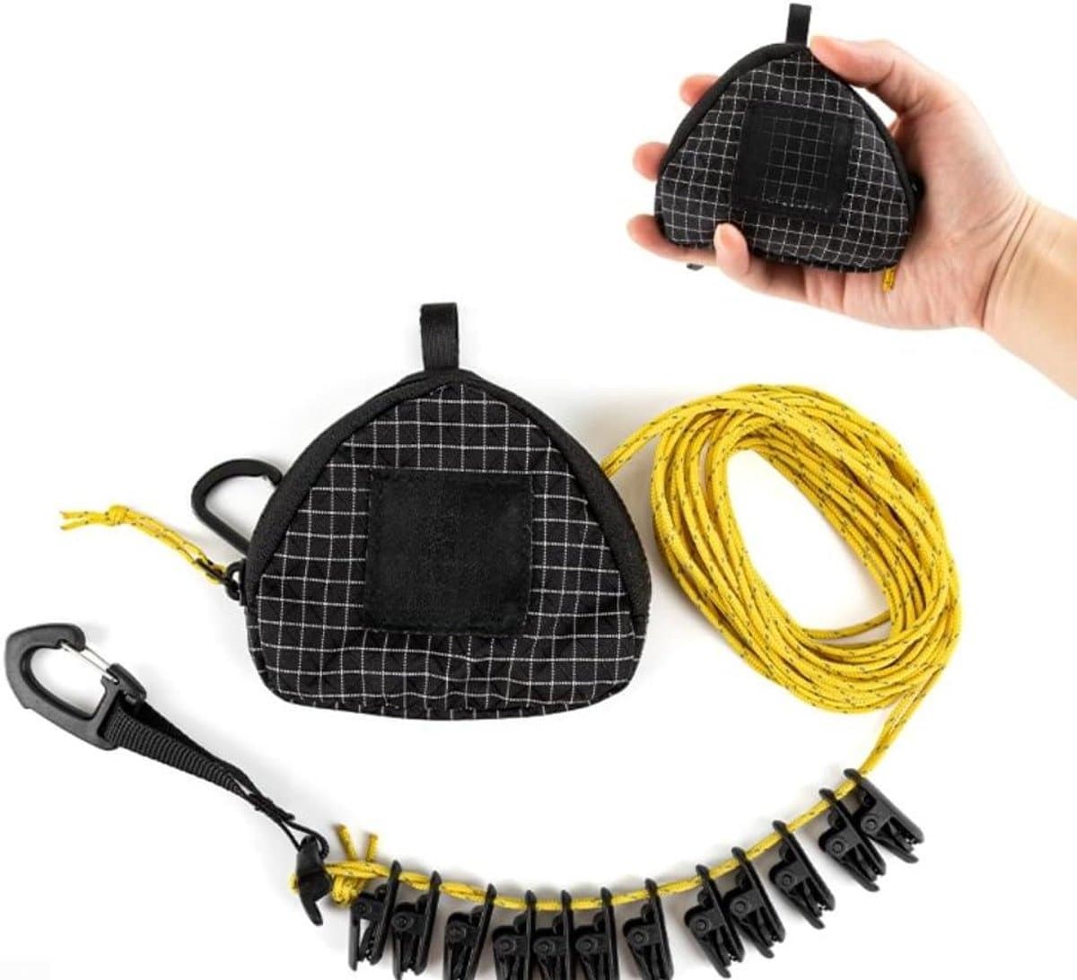 Camping Waslijn - Reis Droogtouw - Kleding Drogen - Verstelbare Lengte - 7 meter - Zwart — afbeelding 1