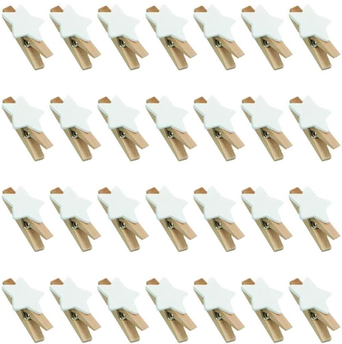 Dailygoods- Sterren Wasknijpers 100 Stuks - Houten Clips - Decoratieve Klemmen - Handwerk - Klemmen voor Kerstmis - Duurzaam Hout - Decoratieve Knijpers — afbeelding 1