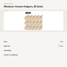 Dailygoods- Knijpers Miniatuur - Houten Knijpers - 50 Stuks - Ronde Klemmen - 5 x 5,8 cm - Duurzaam Hout - Houten Clips — thumbnail 5