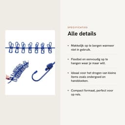 Dailygoods- Waslijn Uittrekbaar - Compact - 1,8 m - 12 Pinnen - Haken - Draagbaar - Ideaal voor Vakantie - Drooglijn — thumbnail 4