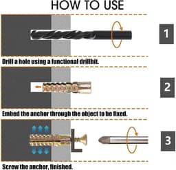Wandanker met Schroef - Gipsplaatplug Hollewandanker - Zware Voorwerpen Bevestigen - Zelftappende Expansie - M8 x 60 mm - Metaal — thumbnail 3