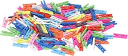 Houten Was Knijpers - Kleine Kledinghangers - Knutselen en Decoreren - Natuurlijk Hout Materiaal - 100 Stuks - Vrolijke Kleuren — thumbnail 1