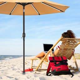 Parasol Grondanker voor Tuin, Schroef in de Grond, 42cm Aarde Spike-Stand voor Zonneparasol, Rotating Kledinglijn en Strandanker voor 3-5cm Paal met Verwijderbare Handgreep — thumbnail 4