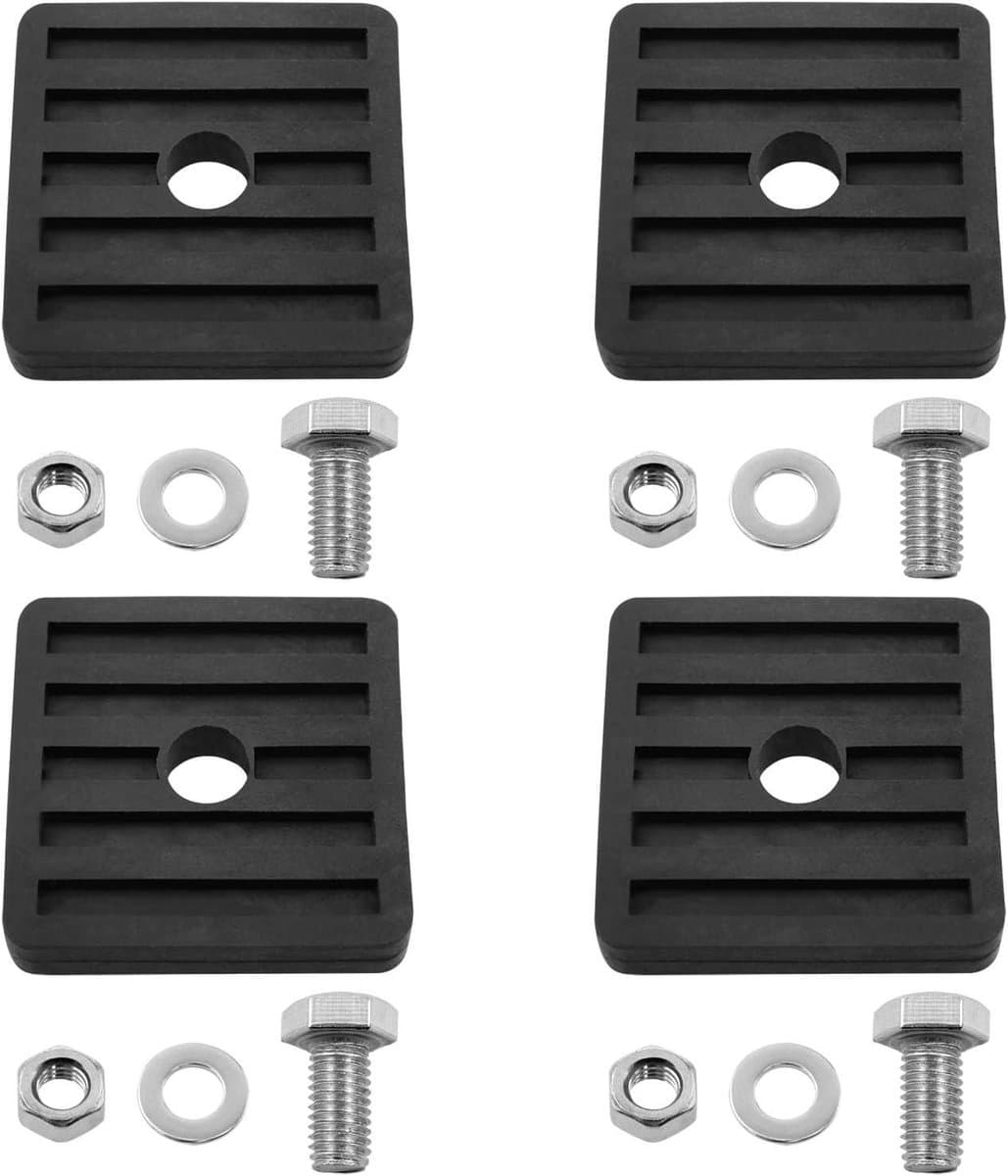 Lovelysp Zwart rubberen isolatiekussen, schokabsorberend, geluidsdempend kussen met bevestigingsschroeven, demper, schokabsorberende voeten voor airconditioning, condensator, externe machine, 4 stuks — afbeelding 1