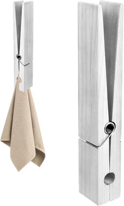 Houten Knijpers - Grote Klemmen - Kleding Ophangen - Wandvriendelijk Ontwerp - 30 cm Lengte - Wit — thumbnail 1