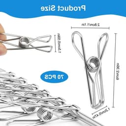 Duurzame RVS Wasknijpers voor Handdoeken, Kleding en Sokken - 70 Stuks, 6CM, Ideaal voor Camping en Kledinglijn — thumbnail 5
