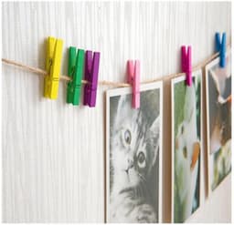 Houten Wasknijpers - Decoratieve Klemmen - Foto's Ophangen - Natuurlijk Houtmateriaal - 7 x 35 mm - Gekleurd — thumbnail 5